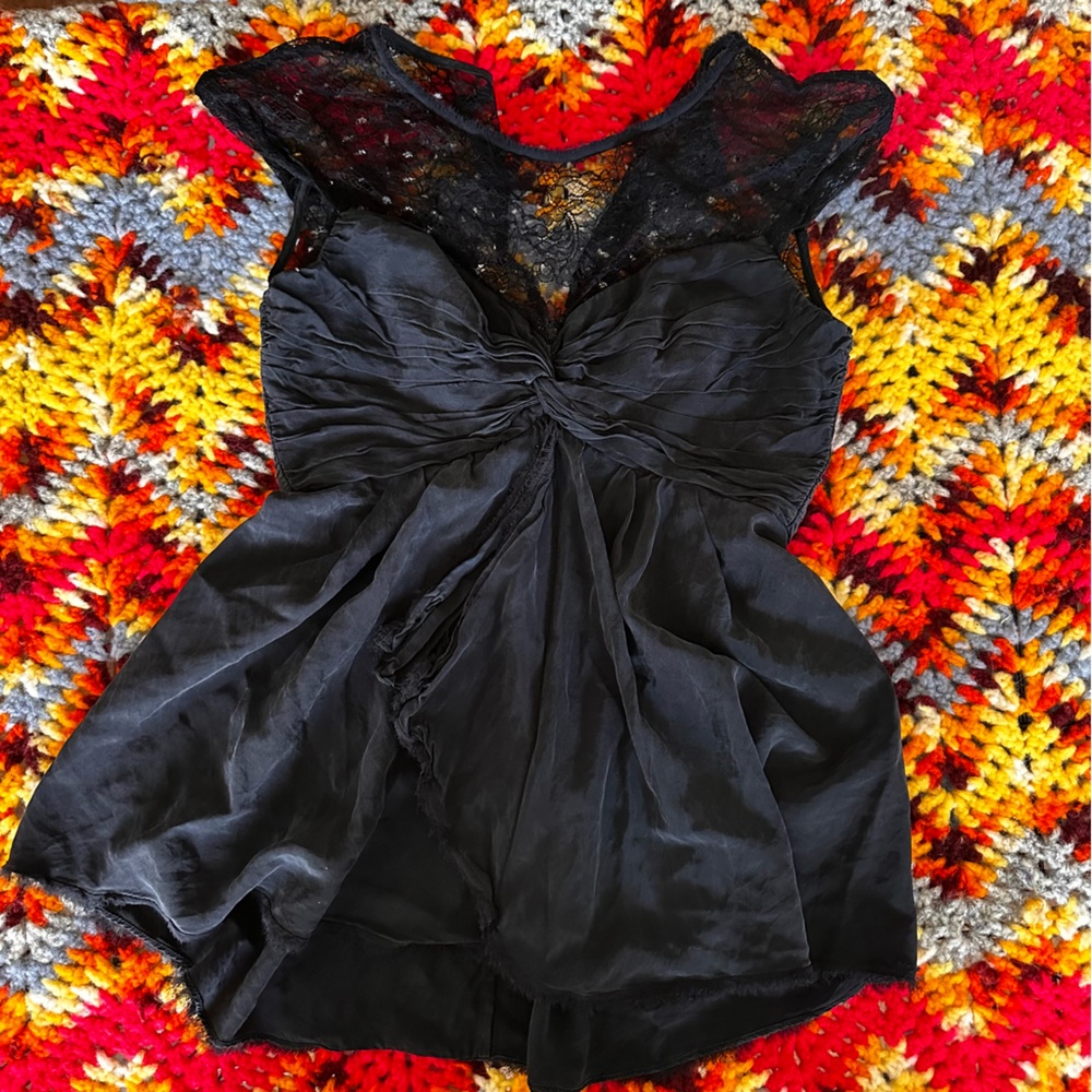BCBGMaxAzria Black Lace Detail Top